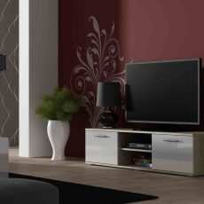 Szafka RTV SOHO 140 dąb sonoma/ biały połysk