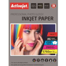 Activejet AP6-260GR200 Papier fotograficzny błyszczący; idealny do wydrukowania zdjęć, kolorowego wspomnienia, 10x15; (A6; 200 szt.)