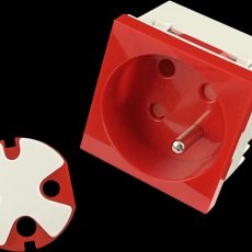 Alantec Modułowe gniazdo elektryczne 2P+Z, 45x45, DATA z kluczem, czerwone