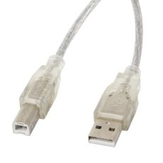 Kabel Lanberg CA-USBA-12CC-0030-TR (USB 2.0 M - USB 2.0 typu B M; 3m; kolor przeźroczysty)