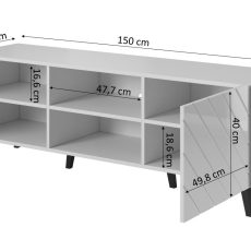 Szafka RTV ABETO 150x42x52 czarny/czarny połysk