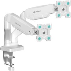 ONKRON G-160-W Uchwyt biurkowy obrotowo-nachylny do dwóch monitorów 13-32" maks 8 kg, z obracaniem, biały