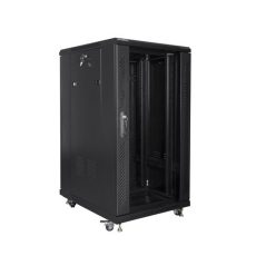 Szafa rack Lanberg FF01-6822-12B (22U; 19''; 1160 mm / 600mm / 800 mm; stojąca; Szklane; 800 kg; kolor czarny)