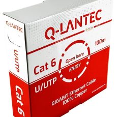 Q-LANTEC Kabel U/UTP kat.6, sieciowy, skrętka, PVC, Eca 4PR, 1Gb/s (10Gb/s do 55m), szary, 100m (KIU6PVC100Q)