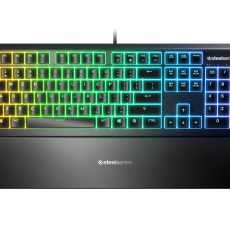 SteelSeries Apex 3 Gaming Keyboard, US Layout, Wired, Black SteelSeries Apex 3  Gaming keyboard IP32 water resistant for protection against spills, Customizable 10-zone RGB illumination reacts to games and Discord, Whisper quiet gaming switches last
