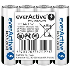 EVERACTIVE BATERIE ALKALICZNE PRO ALKALINE AA, LR6, SHRINK 4 SZT, 1250 MAH, WYSOKA WYDAJNOŚĆ, LR6PRO4T