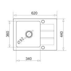 Czarny mat zlewozmywak granitowy MAIDSINKS 62x44 1B 1D volcano czarny matowy (Pyragranit; kolor czarny)