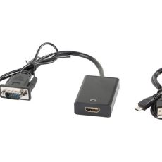 Adapter Lanberg AD-0021-BK (D-Sub (VGA), Mini Jack M - HDMI F; 0,20m; kolor czarny)