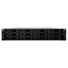 NAS Synology RS3618xs; 2U RACK; 12x (3.5" SATA HDD/2.5" SATA HDD); Intel Xeon D-1521; 8 GB DDR4 ECC UDIMM (max. 64GB), 4x 1GbE RJ-45