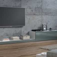 Szafka RTV LIFE 300/42/35 biały/ szary połysk