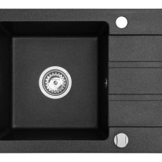 Czarny zlewozmywak granitowy Maidsinks 62x44 1B 1D karbon (Pyragranit; kolor czarny)