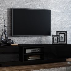 Szafka RTV SIGMA1 180 czarny/czarny połysk