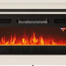 Szafka RTV GRANERO+kominek 200x56,7x35 biały/biały połysk