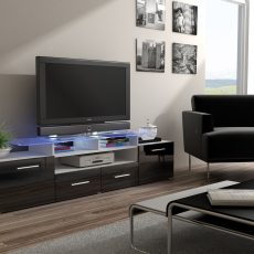 Szafka RTV EVORA 200 biały/czarny połysk