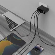 GEMBIRD 4-PORTOWA SZYBKA ŁADOWARKA SIECIOWA GAN (PD) USB (3X USB-A + 1X USB TYP-C) 100W, CZARNA