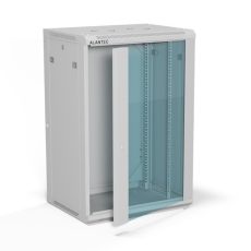 ALANTEC Szafa wisząca 19" 18U 600x450, drzwi szklane, kolor szary, do samodzielnego montażu - Flat Pack (SW-18U-600-450-01-SF)