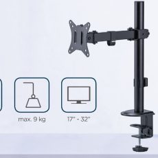 GEMBIRD BIURKOWE REGULOWANE RAMIĘ/UCHWYT NA MONITOR 17-32, VESA 100X100MM, DO 9 KG