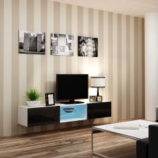 Szafka RTV VIGO GLASS 30/180/40 biały/czarny połysk